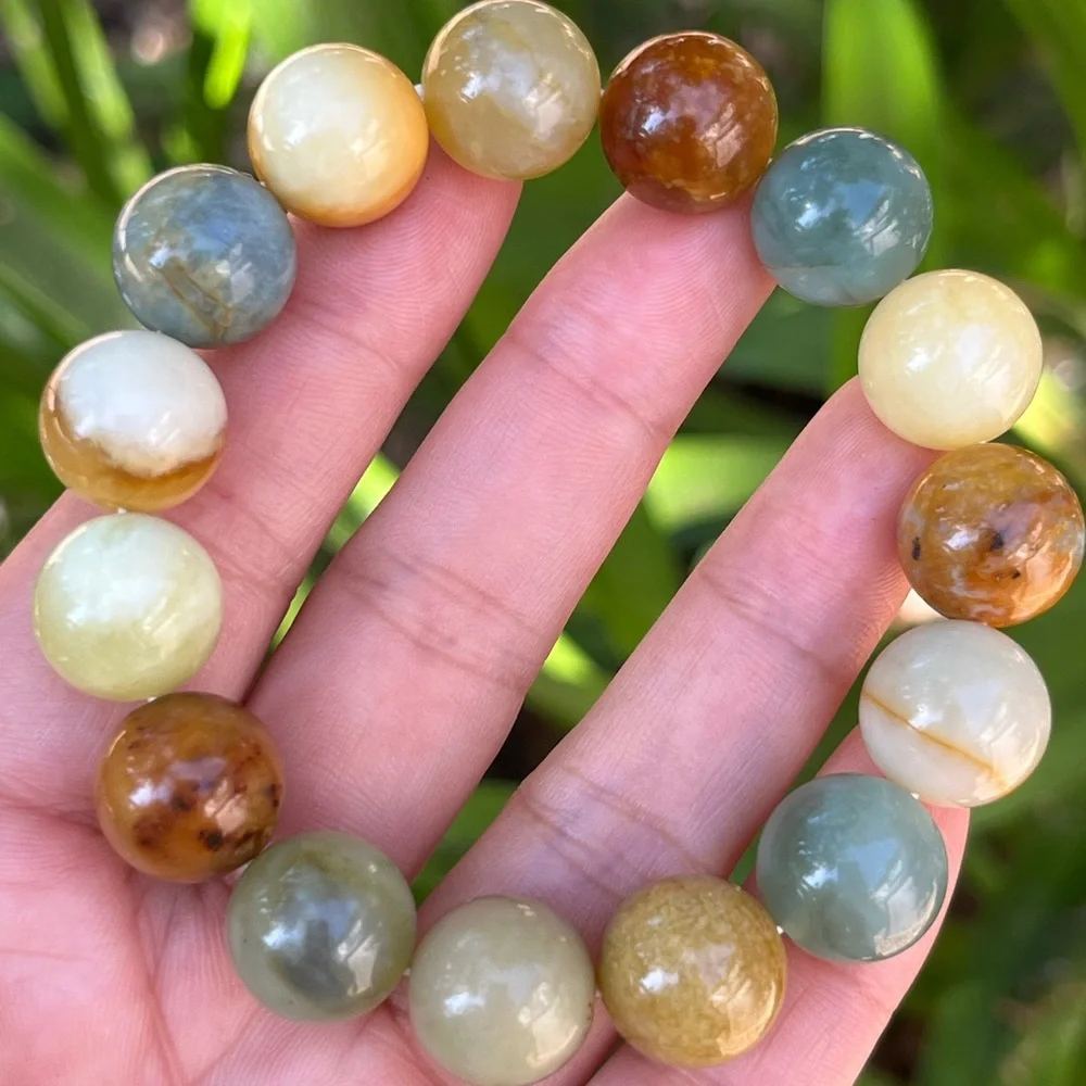 14mm stretchable multicolor Xiuyu jade bracelet‎ 1568